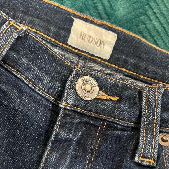 Hudson Minimalist Dark Wash Skinny Midrise Denim Raw Hem 24 - Picture 4 of 11